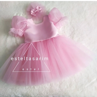 2 yaş Pembe saten balon kol