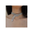 Kristal Taşlı Kemer Choker Kolye Tasarım Su Yolu Kolye Taşlı Choker Gümüş Kaplama Kemer
