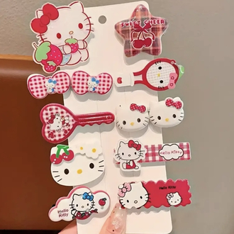 10 lu Paket Sanrio Hello Kitty Karışık Sevimli Saç Tokaları