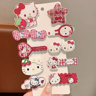 10 lu Paket Sanrio Hello Kitty Karışık Sevimli Saç Tokaları