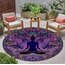 Yuvarlak Meditasyon Halısı Polyester Yoga Matı,Karmaşık Desenlerle Renkli Lotus Tasarımı