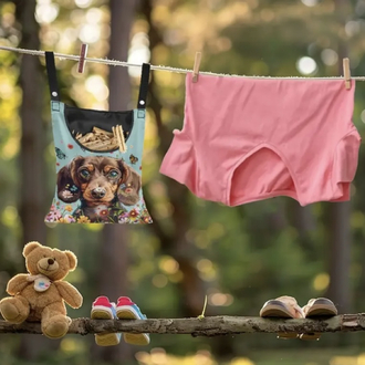 Dachshund Köpek Desenli Çamaşır Mandalı Organizatör Çantası