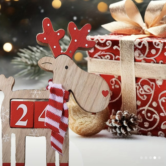Ahşap Geyik Noel Temalı Takvim