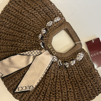 GUCCİ KAHVE HASIR ÇANTA