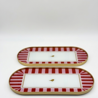 2'li Oval Sunumluk Pembe 