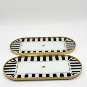 2'li Oval Sunumluk Siyah 
