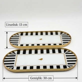 2'li Oval Sunumluk Siyah 