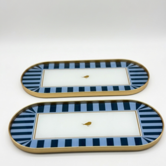 2'li Oval Sunumluk Mavi 