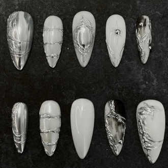 White Silver Nail Set