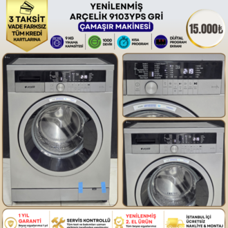 ARÇELİK 9103 YPS 9 KG 1000 DEVİR GRİ ÇAMAŞIR MAKİNESİ