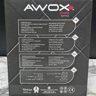 AWOX 1,8 LT ÇELİK KETTLE