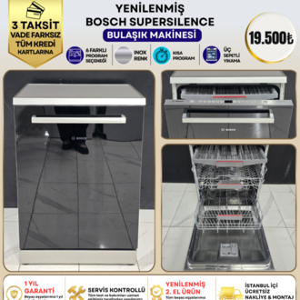 BOSCH SUPERSILENCE 6 PROGRAMLI 3 SEPETLİ SİYAH CAM BULAŞIK MAKİNESİ