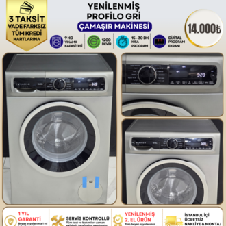 SIFIRLANMIŞ PROFİLO GRİ 9 KG 1200 DEVİR ÇAMAŞIR MAKİNESİ