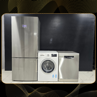 SIFIRLANMIŞ BOSCH XXL INOX 3'LÜ BEYAZ EŞYA SETİ