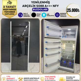 ARÇELİK 5088 A+++ NFY 540 LT SİYAH CAM NO-FROST BUZDOLABI