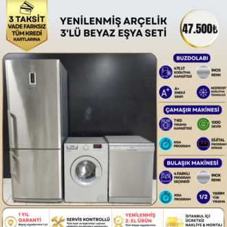 ARÇELİK INOX 3'LÜ BEYAZ EŞYA SETİ