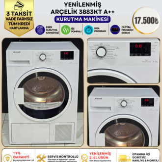 ARÇELİK 3883 KT 8 KG A++ ISI POMPALI KURUTMA MAKİNESİ