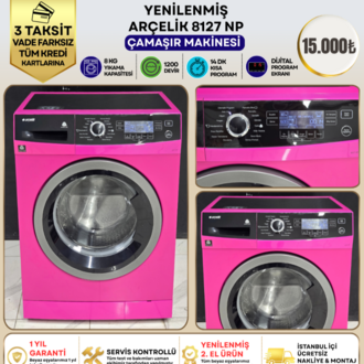 ARÇELİK 8127 NP PREMIUM FUŞYA 8 KG 1200 DEVİR ÇAMAŞIR MAKİNESİ