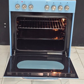 2. EL VESTEL A++ RETRO MAVİ TAM BOY ÇAKMAKLI GAZ EMİNETLİ OCAKLI FIRIN