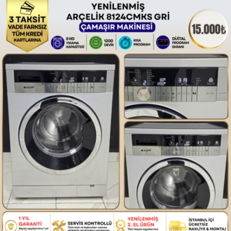 ARÇELİK 8124 CMKS GRİ 8 KG 1200 DEVİR ÇAMAŞIR MAKİNESİ