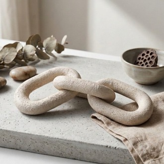 Eviorhome Seramik Dekoratif Zincir Obje - Wabi-Sabi & Japandi Sehpa Dekoru