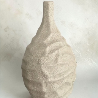 Wabi-Sabi Tarzı Büyük Boy Dokulu Dalgalı Seramik Vazo | Modern Ev Dekoru