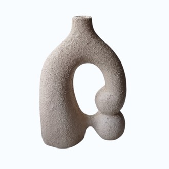 El Yapımı Dokulu Seramik Vazo – Modern Heykelsi Tasarım, Minimal & Bohem Dekor (31 cm)