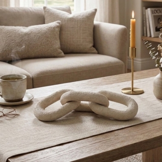 Eviorhome Seramik Dekoratif Zincir Obje - Wabi-Sabi & Japandi Sehpa Dekoru