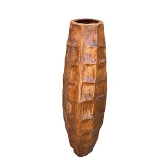 Eviorhome Ahşap Dokulu Seramik Vazo – Wabi-Sabi & Japandi Tarzı Dekoratif Vazo (41 cm)