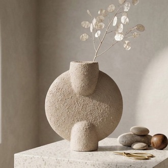 Minimalist Seramik Vazo - Wabi-Sabi Stili Dokulu Tasarım