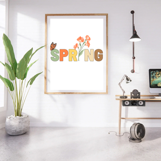 Spring Botanical Poster, Minimalist Bahar Duvar Dekoru, Yazdırılabilir Cozy Dijital Tablo