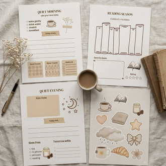 Quiet Living Planner Seti, Minimalist Günlük Planlayıcı PDF, Slow Living Planner