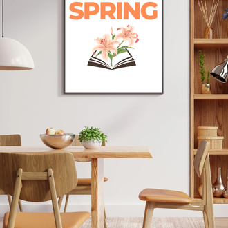 Booked for Spring Poster, Kitap Temalı Bahar Dekoru, Cozy Printable Wall Art, Dijital İndirme