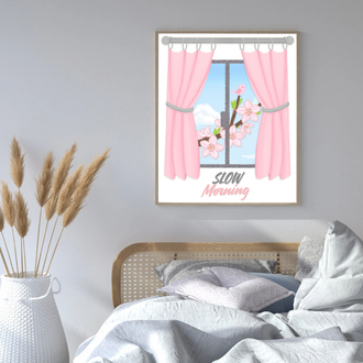 Slow Morning Duvar Tablosu, Yazdırılabilir Poster, Minimalist & Cozy Ev Dekoru, Dijital İndirme