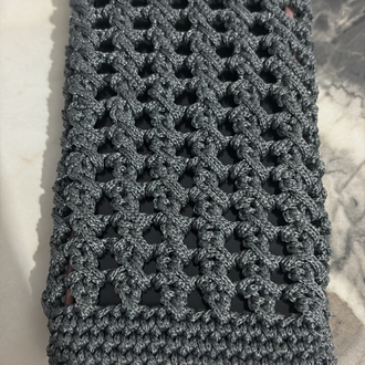 El Örgüsü Antrasit Telefon Kılıfı | Handmade Crochet Phone Sleeve