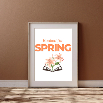 Booked for Spring Poster, Kitap Temalı Bahar Dekoru, Cozy Printable Wall Art, Dijital İndirme