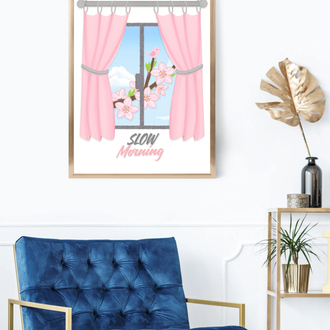 Slow Morning Duvar Tablosu, Yazdırılabilir Poster, Minimalist & Cozy Ev Dekoru, Dijital İndirme