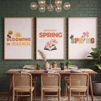 Botanical Spring Wall Art Seti, Çiçekli Ev Dekoru, Dijital İndirme