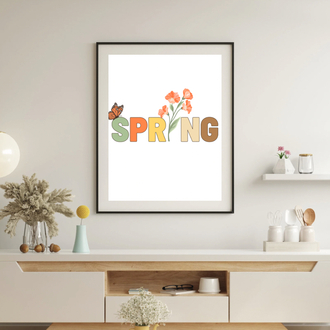 Spring Botanical Poster, Minimalist Bahar Duvar Dekoru, Yazdırılabilir Cozy Dijital Tablo