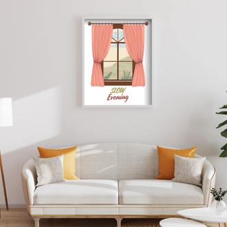 Slow Evening Duvar Posteri, Cozy Akşam Dekoru, Minimalist Printable Wall Art, Dijital İndirme