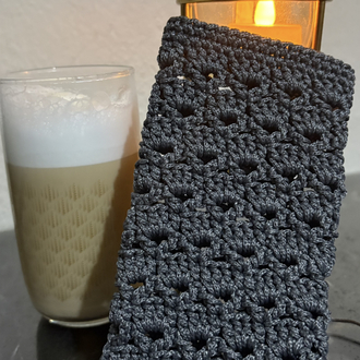 El Örgüsü Antrasit Telefon Kılıfı | Handmade Crochet Phone Sleeve