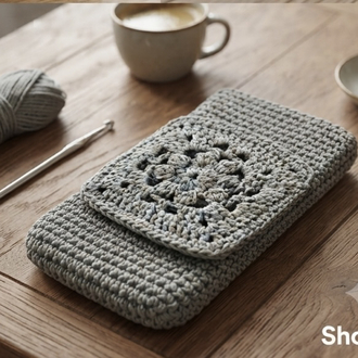 Granny Square El Örgüsü Telefon Kılıfı | Handmade Crochet Phone Sleeve