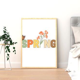 Spring Botanical Poster, Minimalist Bahar Duvar Dekoru, Yazdırılabilir Cozy Dijital Tablo