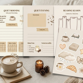Quiet Living Planner Seti, Minimalist Günlük Planlayıcı PDF, Slow Living Planner