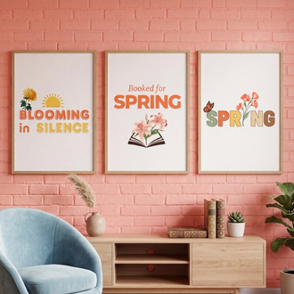 Botanical Spring Wall Art Seti, Çiçekli Ev Dekoru, Dijital İndirme
