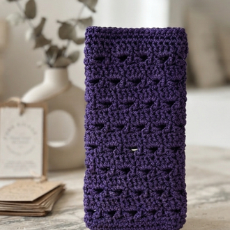 El Örgüsü Mor Telefon Kılıfı | Handmade Crochet Phone Sleeve