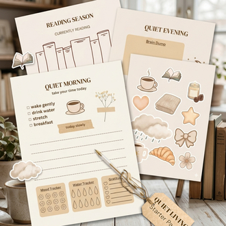 Quiet Living Planner Seti, Minimalist Günlük Planlayıcı PDF, Slow Living Planner