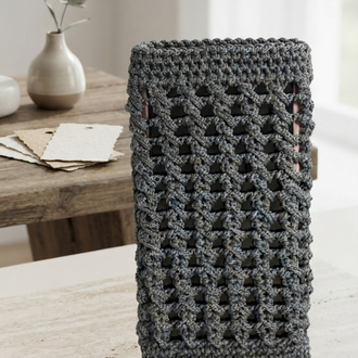 El Örgüsü Antrasit Telefon Kılıfı | Handmade Crochet Phone Sleeve