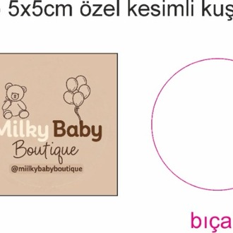 1000 ADET 8×5 CM KUŞE ÇIKARTMA ÖZEL KESİMLİ