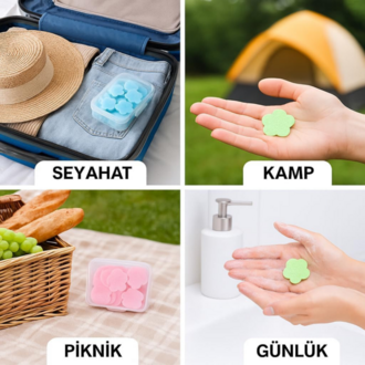 1 Kutu 160 Adet Mini Sevimli Sabun Kalp Yuvarlak Çiçek Mix Taşınabilir Kutulu